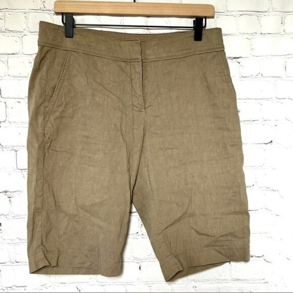 Eileen Fisher linen Bermuda walking shorts size 8 - Picture 1 of 6